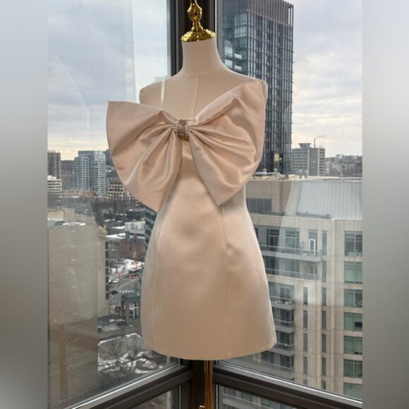 🆕 BRONX & BANCO 🧿 NWOT Evie White Strapless Bow Mini Dress, Sz S US 4 - Picture 4 of 16
